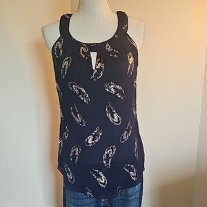 WHBM Navy Cut Out Tank Top